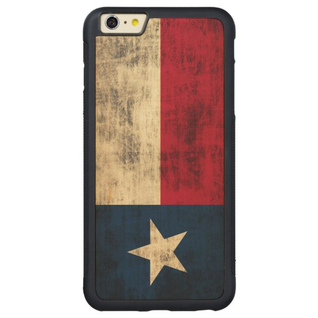 Vintage Grunge Flag of Texas Carved® Maple iPhone 6 Plus Bumper Case-3