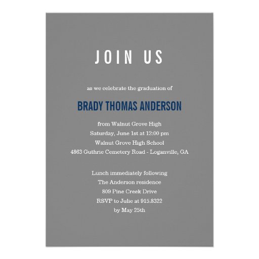 Vintage Grunge Graduation Invitation - Blue