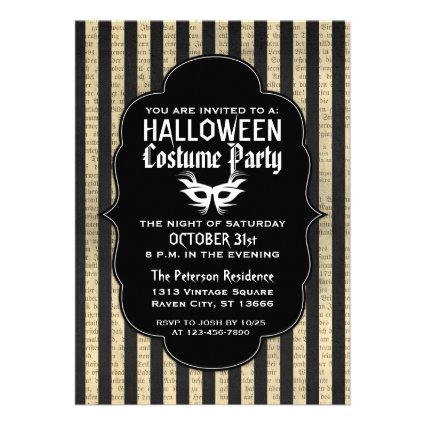 Vintage Grunge Halloween Costume Party Invitations
