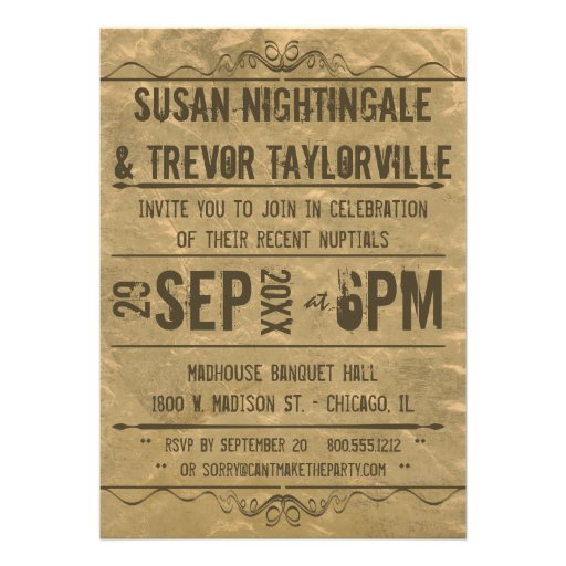 Vintage Grunge Playbill Reception Only Invite