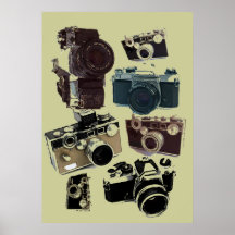 Vintage Grunge Retro Cameras Pattern Posters