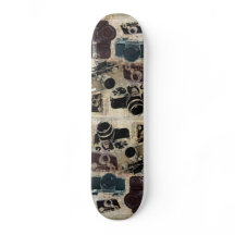 Vintage Grunge Retro Cameras Pattern Skateboards