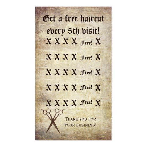 vintage grunge scissors hair stylist hairstylist business card templates (back side)