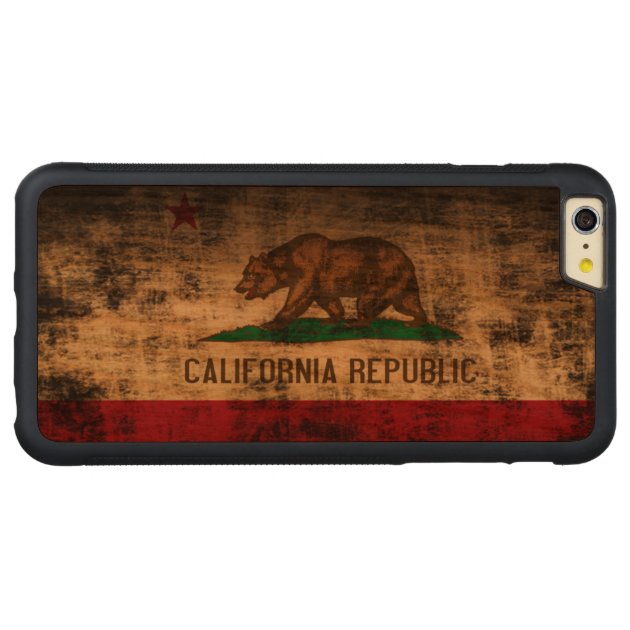 Vintage Grunge State Flag of California Republic Carved® Cherry iPhone 6 Plus Bumper