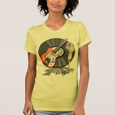 Vintage Guitar and Microphone Design T Shirt