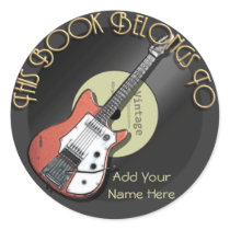 Vintage Guitar Bookplate stickers by Specialeetees Vintage Guitar Bookplate stickers