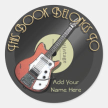 Vintage Guitar Bookplate Stickers