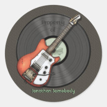 Vintage Guitar Bookplate Stickers