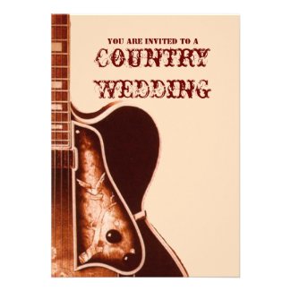 vintage Guitar Western Country Wedding Invitation