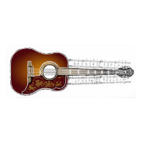 Vintage Guitar with Sheet Music - Poster Print by TitaniumLizard Vintage Guitar with Sheet Music - Poster Print