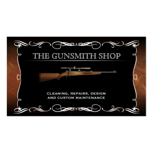 Vintage Gunsmith Gun Shop Business Cards (front side)