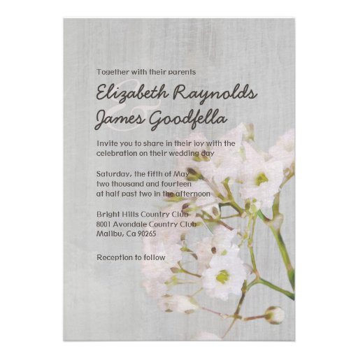 Vintage Gypsophilia Wedding Invitations