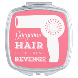 Vintage Hairdryer Mirror Compact - pink Compact Mirror