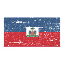 Vintage Haiti Flag Personalized Photo Card