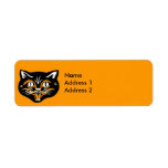 Vintage Halloween Black Cat Face Custom Return Address Labels
