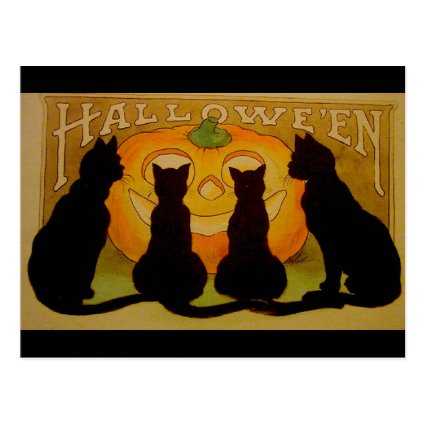 Vintage Halloween Black Cats and Jack O'Lantern Post Cards