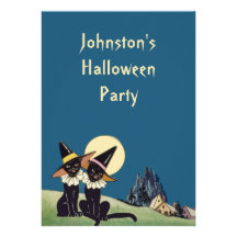 Vintage Halloween Black Cats Announcements