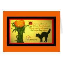Vintage Halloween card Pumpkin Spell