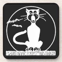 Vintage Halloween Cat Drink Coaster