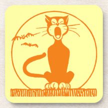 Vintage Halloween Cat Drink Coaster