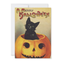 Vintage Halloween Cat Pumpkin Carving Party