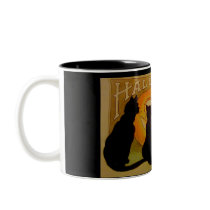 Vintage Halloween Cats and Jack O'Lantern Coffee Mug