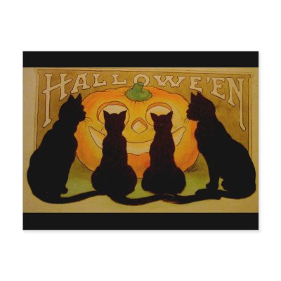 Vintage Halloween Cats and Jack O'Lantern post cards