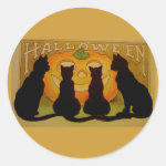 Vintage Halloween Cats and Jack O'Lantern Classic Round Sticker