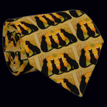 Vintage Halloween Cats and Jack O'Lantern Neck Ties