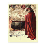 Vintage Halloween Cauldron Magic Postcard