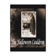 Vintage Halloween Cauldron postcard