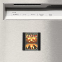 Vintage Halloween Children and Cats Refrigerator Magnet