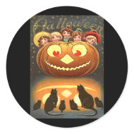 Vintage Halloween Children and Cats sticker