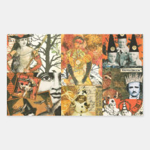 Vintage Halloween Collage Rectangle Stickers