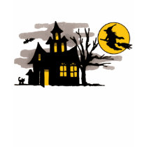 Vintage Halloween Flying over Haunted House t-shirts by TeeShirtsTShirts Vintage Halloween Flying over Haunted House t-shirts