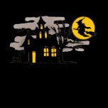 Vintage Halloween Flying over Haunted House Tshirt