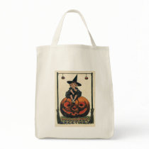 Vintage Halloween Girl on Jack o'Lantern Bag