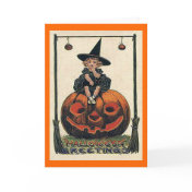 Vintage Halloween Girl on Jack o'Lantern Card