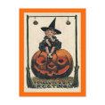 Vintage Halloween Girl on Jack o'Lantern postcard