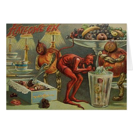Vintage Halloween Greeting Card - Devlish Greeting