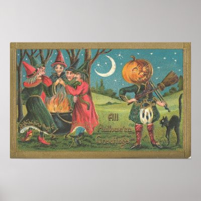 Vintage Halloween Greeting Cards Classic Posters posters