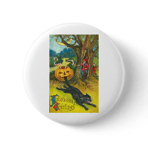 Vintage Halloween Greeting Cards Classic Posters Button