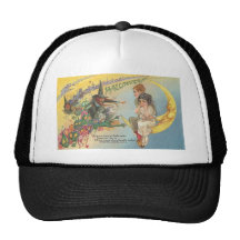 Vintage Halloween Greeting Cards Classic Posters Mesh Hat
