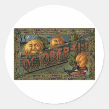 Vintage Halloween Greeting Cards Classic Posters Round Sticker