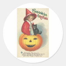 Vintage Halloween Greeting Cards Classic Posters Round Stickers