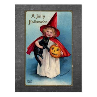 Vintage Halloween Greeting Postcard