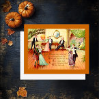 Vintage Halloween Greetings Dancing postcard