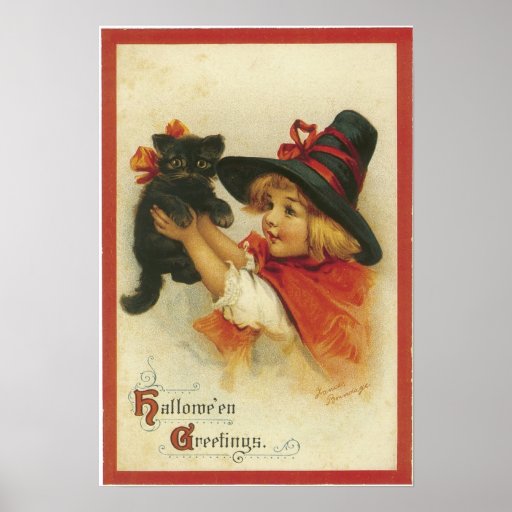 Vintage Halloween Greetings Poster