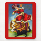 Vintage Halloween Lady in Red Mouse Pad