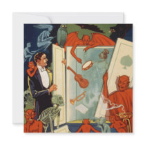 Vintage Halloween Magician and Magic Act Personalized Invites